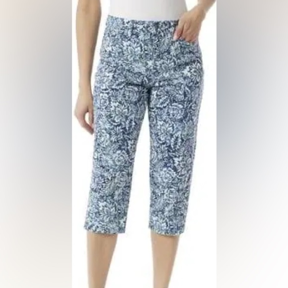 Gloria VanderbiltSwan Series Amanda Capri Blue Floral Women’s 14 NWT